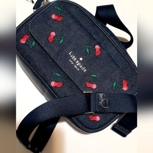 Kate Spade Black Crossbody Bag with Cherry Embroidery